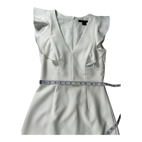 French Connection Summer White Whisper Ruffle V-Neck Mini Dress Size 2 Sleeveles - Picture 8 of 14